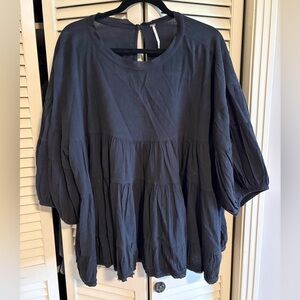 Free People Black Tiered Peasant Tunic